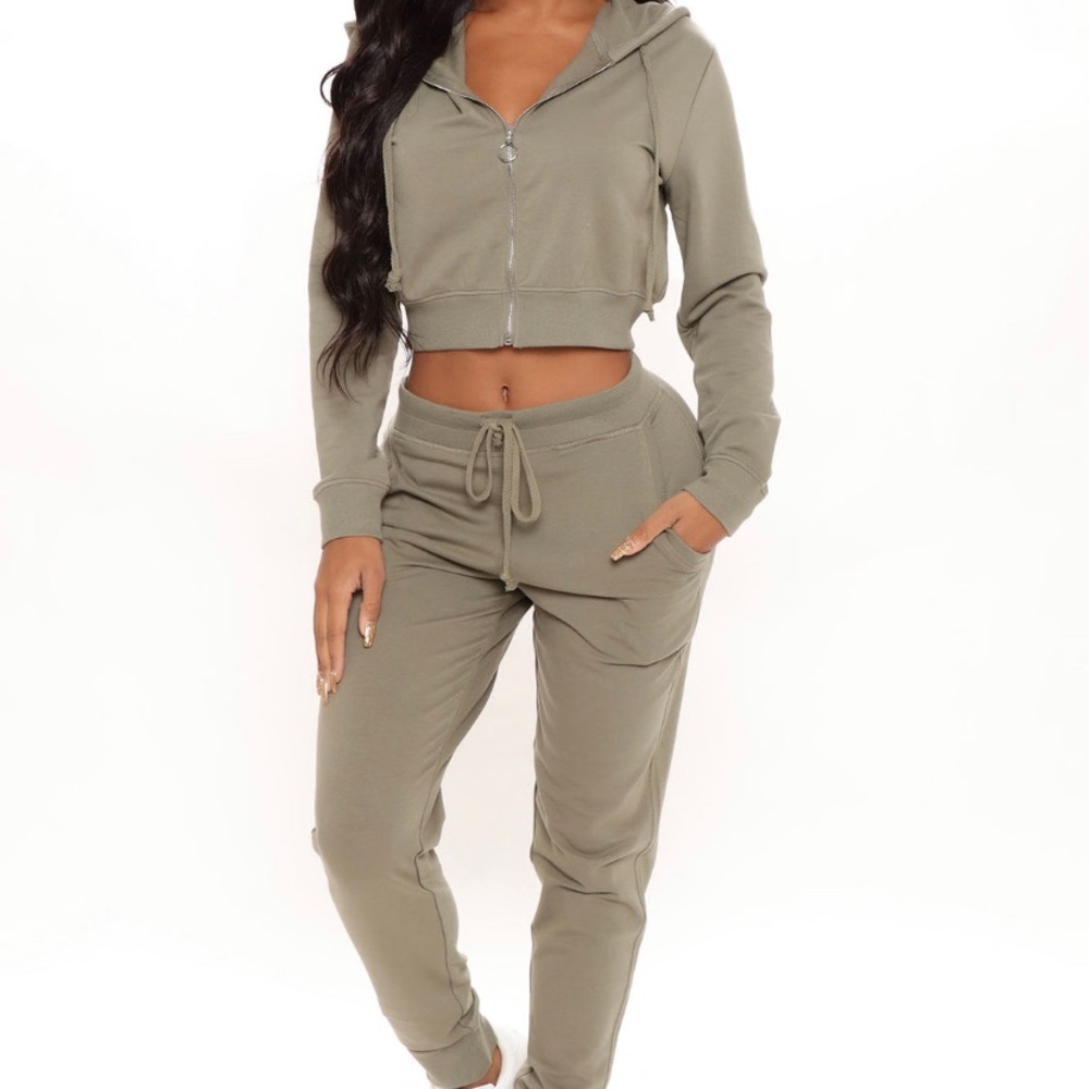 Olive 2 piece track suit